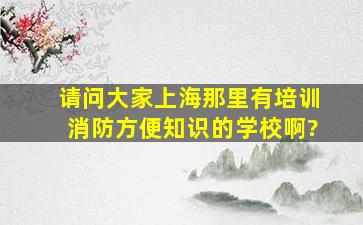 请问大家上海那里有培训消防方便知识的学校啊?