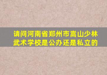 请问河南省郑州市嵩山少林武术学校是公办还是私立的