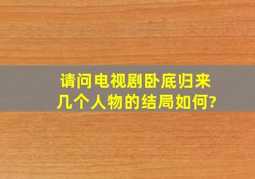 请问电视剧《卧底归来》几个人物的结局如何?