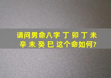 请问男命八字 丁 卯 丁 未 辛 未 癸 巳 ,这个命如何?