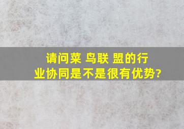 请问菜 鸟联 盟的行业协同,是不是很有优势?