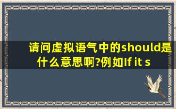 请问虚拟语气中的should是什么意思啊?例如If it should rain...