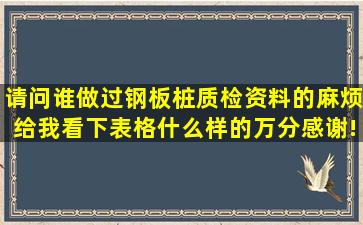 请问谁做过钢板桩质检资料的,麻烦给我看下表格什么样的,万分感谢!