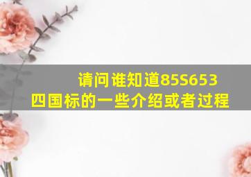 请问谁知道85S653(四)国标的一些介绍或者过程