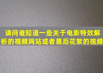 请问谁知道一些关于电影特效解析的视频网站或者幕后花絮的视频