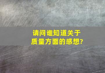 请问谁知道关于质量方面的感想?