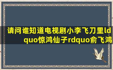 请问谁知道电视剧《小李飞刀》里“惊鸿仙子”俞飞鸿的具体资料(