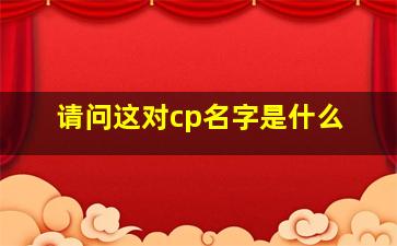 请问这对cp名字是什么(