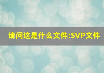 请问这是什么文件:SVP文件