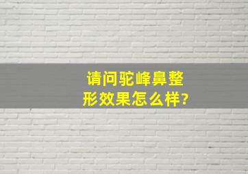 请问驼峰鼻整形效果怎么样?