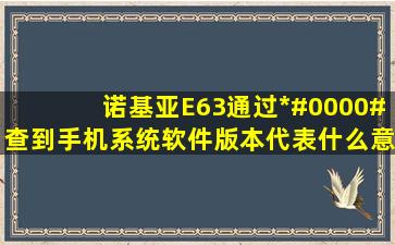 诺基亚E63通过*#0000#查到手机系统软件版本,代表什么意思?