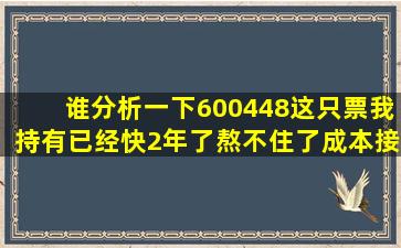 谁分析一下600448这只票。我持有已经快2年了,熬不住了,成本接近5元...