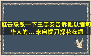 谁去联系一下王志安,告诉他,以缅甸华人的... 来自提刀探花在缅北...