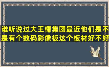 谁听说过大王椰集团,最近他们是不是有个数码影像板,这个板材好不好?