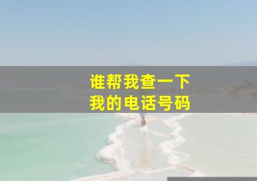 谁帮我查一下我的电话号码(