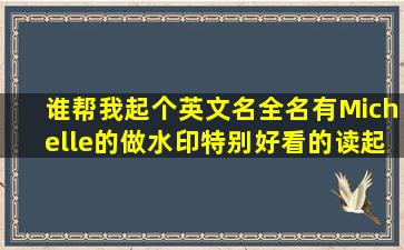 谁帮我起个英文名全名,有Michelle的。做水印特别好看的。读起来好听...