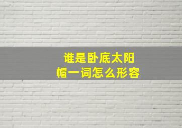 谁是卧底太阳帽一词怎么形容