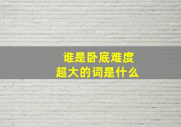 谁是卧底难度超大的词是什么(