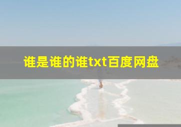 谁是谁的谁txt百度网盘