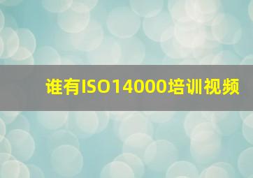 谁有ISO14000培训视频