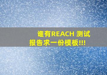 谁有REACH 测试报告,求一份模板!!!