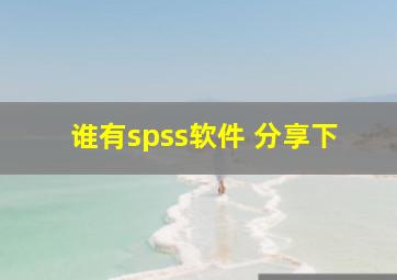 谁有spss软件 分享下