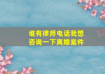 谁有律师电话,我想咨询一下离婚案件