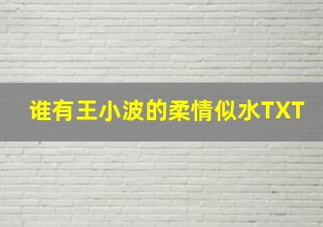 谁有王小波的《柔情似水》TXT(