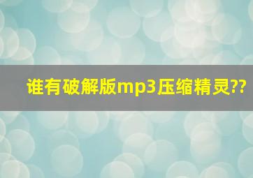 谁有破解版mp3压缩精灵??