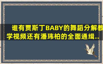 谁有贾斯丁《BABY》的舞蹈分解教学视频,还有潘玮柏的《全面通缉》...