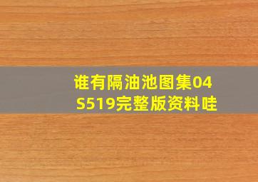 谁有隔油池图集04S519完整版资料哇