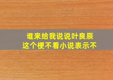 谁来给我说说叶良辰这个梗,不看小说表示不