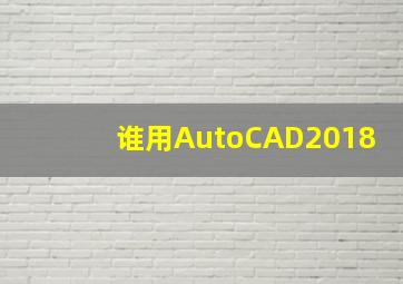 谁用AutoCAD2018