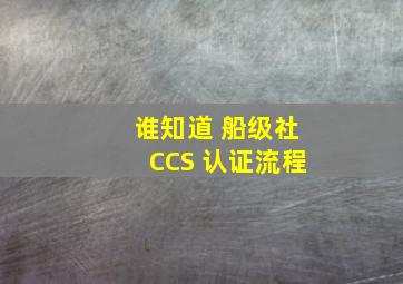 谁知道 船级社CCS 认证流程