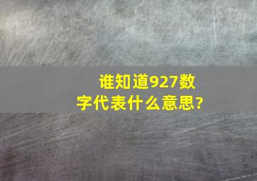 谁知道927数字代表什么意思?