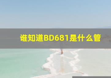 谁知道BD681是什么管