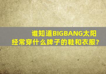 谁知道BIGBANG太阳经常穿什么牌子的鞋和衣服?