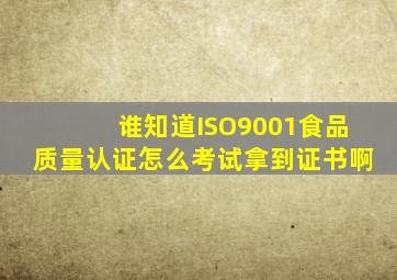 谁知道ISO9001食品质量认证怎么考试拿到证书啊((((