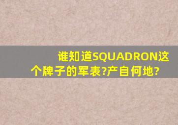 谁知道SQUADRON这个牌子的军表?产自何地?