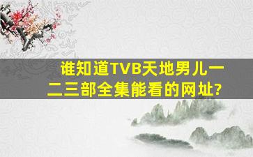 谁知道TVB天地男儿一,二,三部全集能看的网址?