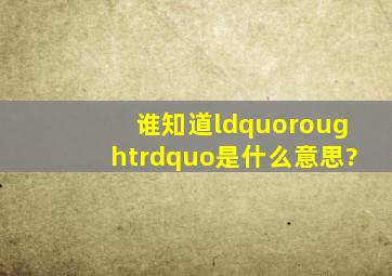 谁知道“rought”是什么意思?