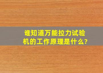 谁知道万能拉力试验机的工作原理是什么?