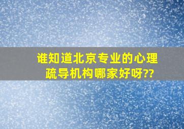 谁知道北京专业的心理疏导机构哪家好呀??