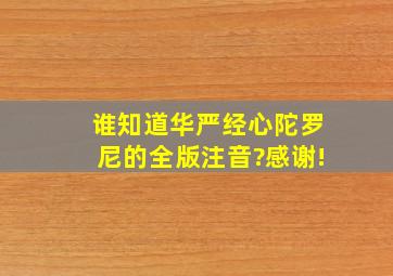 谁知道华严经心陀罗尼的全版注音?感谢!