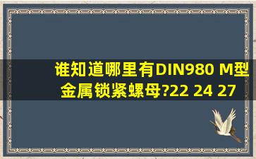 谁知道哪里有DIN980 M型金属锁紧螺母?22 24 27的