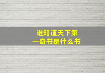 谁知道天下第一奇书是什么书