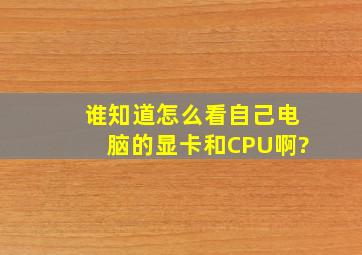 谁知道怎么看自己电脑的显卡和CPU啊?