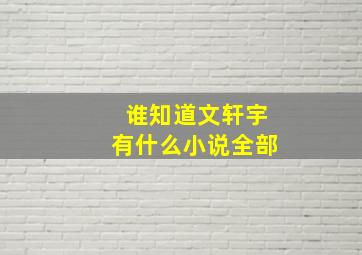 谁知道文轩宇有什么小说。全部。