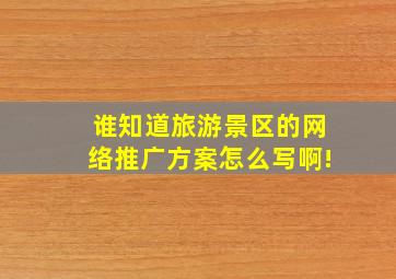 谁知道旅游景区的网络推广方案怎么写啊!