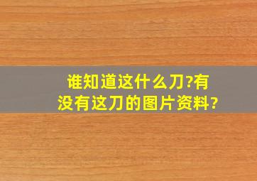 谁知道这什么刀?有没有这刀的图片资料?